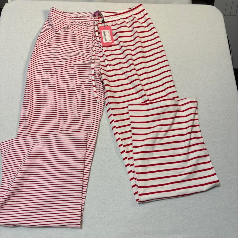 Edikted, Laken Mixed Stripe Stretch Cotton Drawstring Pants Small, NWT MSRP $44